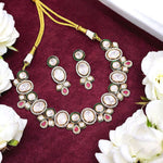 Luxe Bollywood Inspired Polki Choker Earrings Set, Stylish Celebrity Polki Jewelry Set, Indian Polki Choker Set, Bridal Polki Jewelry Set, Pakistani Polki Jewelry Set - Libasaa.com