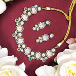 Luxe Bollywood Inspired Polki Choker Earrings Set, Stylish Celebrity Polki Jewelry Set, Indian Polki Choker Set, Bridal Polki Jewelry Set, Pakistani Polki Jewelry Set - Libasaa.com