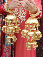 Gold Bridal Kaleere Multi Tiered Indian Wedding Jewelry, Gold Kaleeray, Pakistani Kaleere Jewelry, Jaipuri Golden Kaleele, Celebrity Kaleere - Libasaa.com