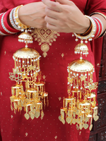 Celebrities Inspired Layered Golden Haathphool Set, Bollywood Layer Kaleere Set, Indian Haathphool Set, Pakistani Golden Kaleere Set - Libasaa.com