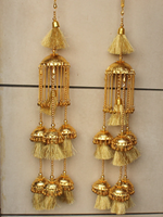 Multi Layer Gold Bridal Kaleere Ethnic Wedding Jewelry, Indian Golden Haathphool Set, Traditional Layer Kaleere Set, Indian Ethnic Golden Kaleere Set, Bridal Layer Kaleere - Libasaa.com