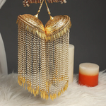 Vintage Golden Kaleere with Antique Pearl Tassels, Golden Layer Haathphool Set, Indian Kaleere Jewelry, Bollywood Kaleere - Libasaa.com