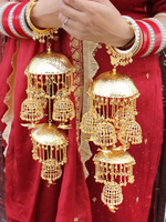 Indian Bird Inspired Golden Kaleere Set, Indian Bird Design Haathphool Set, Jaipuri Kaleere Set, Pakistani Haathphool Set - Libasaa.com