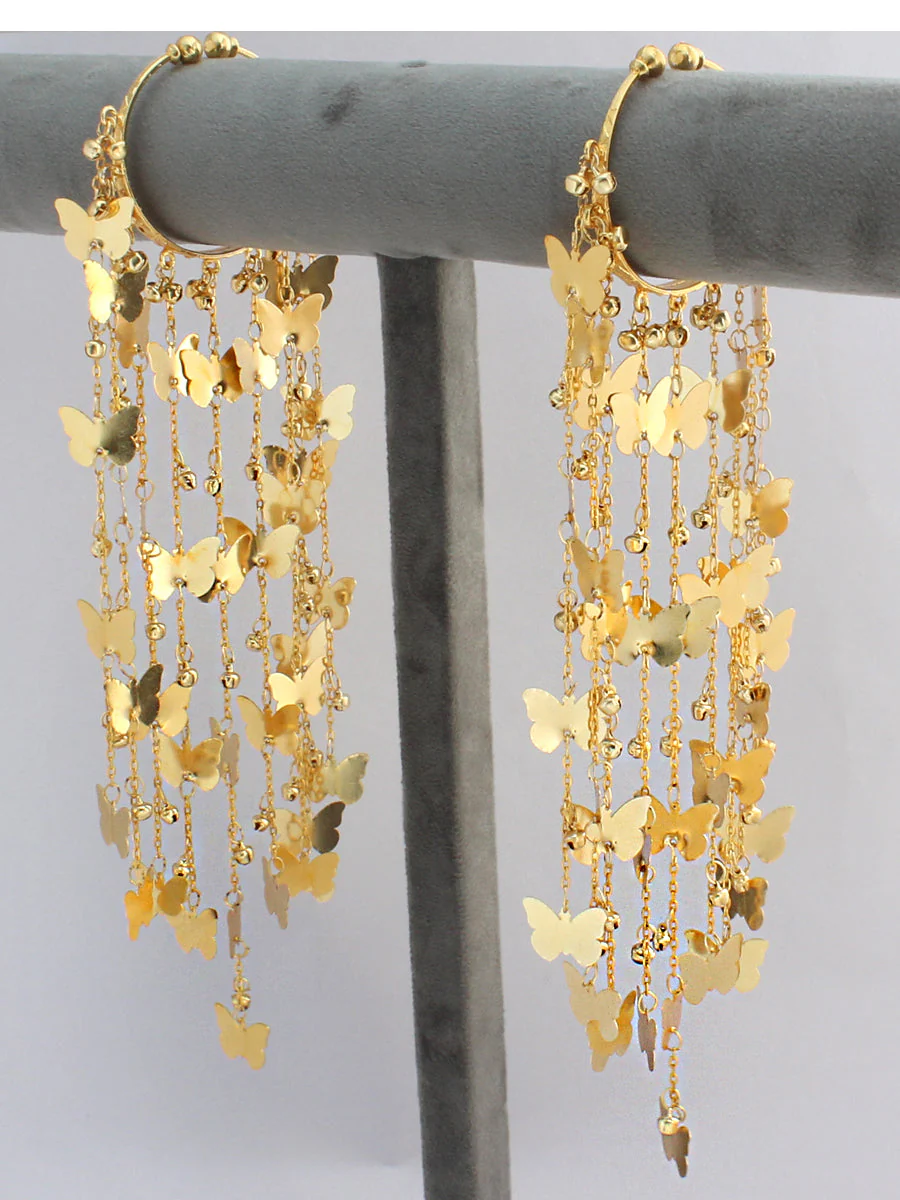 Butterfly Inspired Layered Golden Indian Haathphool Kaleere Set, Multi Layer Butterfly Golden Kaleere, Indian Butterfly Haathphool Set - Libasaa.com