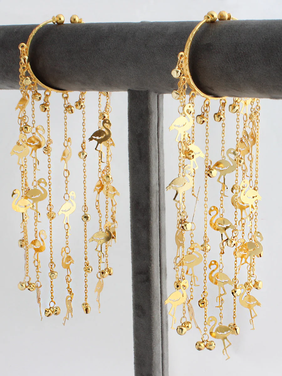 Duck Inspired Golden Kaleere Set, Indian Duck Design Haathphool Jewelry, Bridal Kaleere Set, Indian Golden Kaleere Set - Libasaa.com