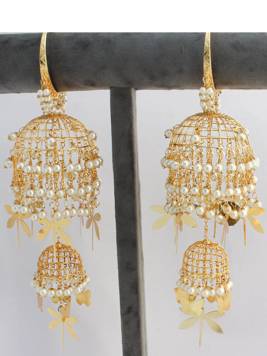 Elegant Gold Layering Kaleere Indian Jewelry Set, Pakistani Kaleere Set, Bridal Haathphool Set, Punjabi Golden Kaleere, Bollywood Kaleere Set - Libasaa.com