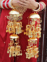 Intricate Butterfly And Lotus Design Bridal Kaleere Set, Lotus Inspired Wedding Haathphool Set, Indian Butterfly Kaleere Set, Pakistani Ethic Golden Lotus Design Kaleere Jewelry - Libasaa.com