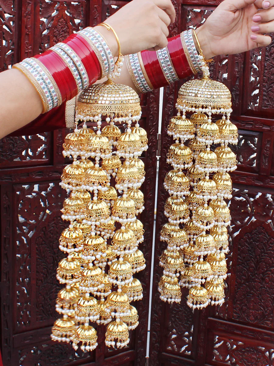 Rajsthani Royal Kalire Indian Bridal Accessory, Royal Wedding Haathphool Set, Golden Traditional Kalire Set, Pakistani Royal Ethic Kaleere Set, Bridal Kalire Jewelry - Libasaa.com