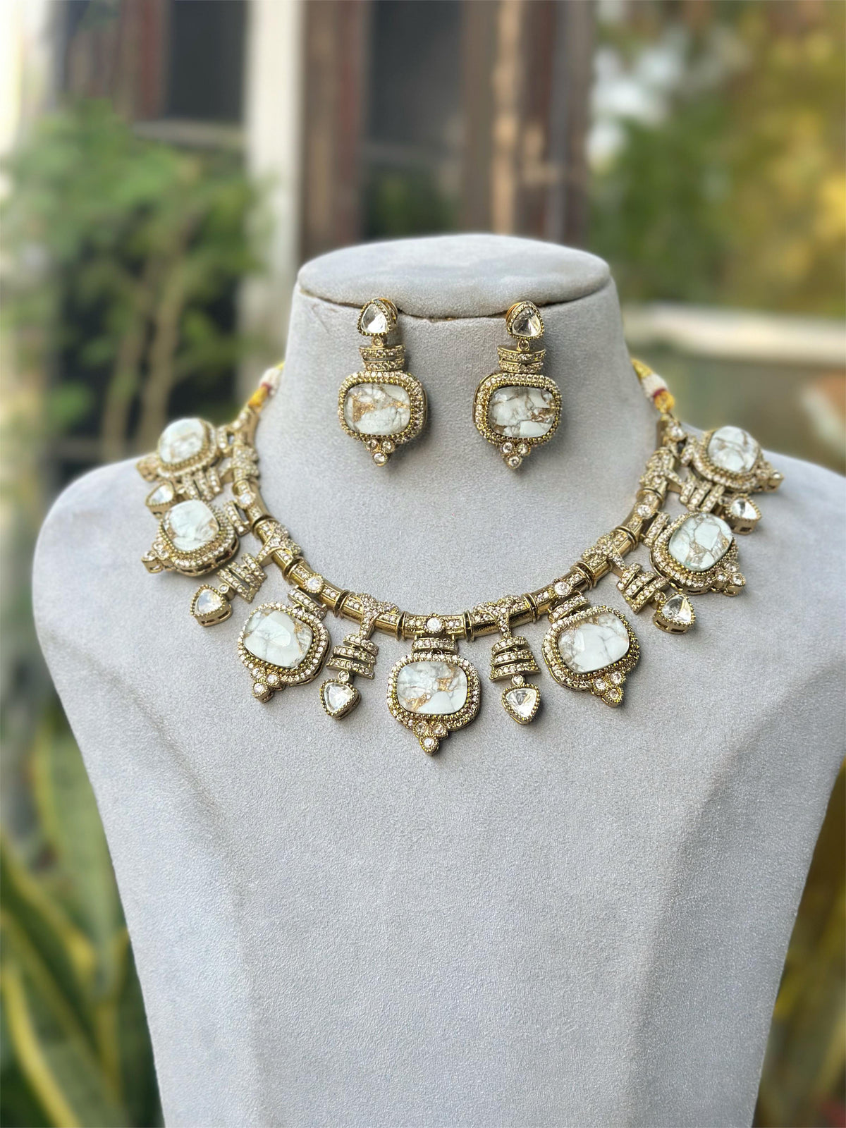 Punjabi Traditional Polki NecklaceEarrings Set, Punjabi Polki Jewelry Set, Jaipuri Wedding Polki Jewellery Set, Bollywood Polki Necklace Set, Celebrities Polki Jewelry Set, Indian Polki Choker Set - Libasaa.com