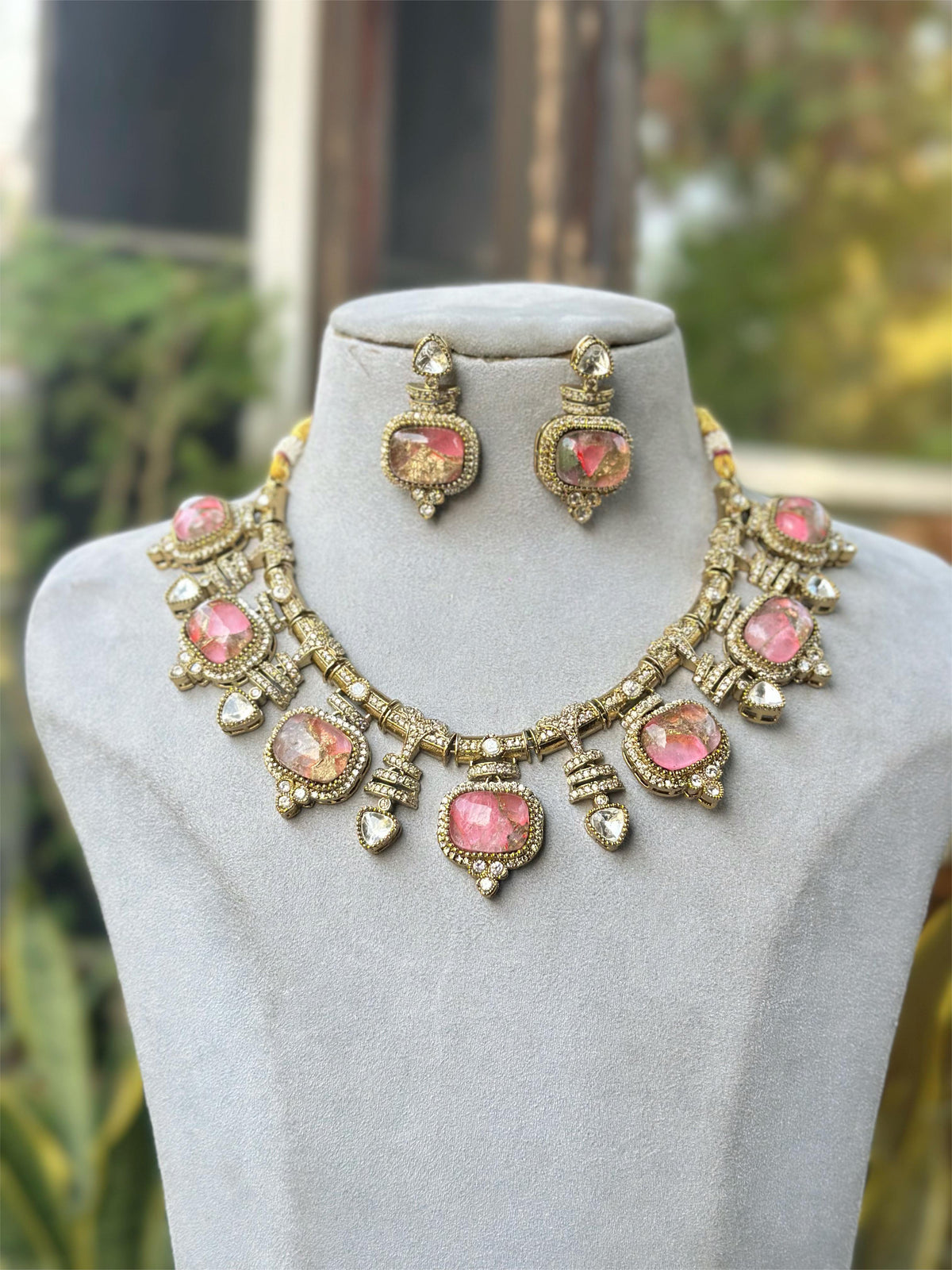 Punjabi Traditional Polki NecklaceEarrings Set, Punjabi Polki Jewelry Set, Jaipuri Wedding Polki Jewellery Set, Bollywood Polki Necklace Set, Celebrities Polki Jewelry Set, Indian Polki Choker Set - Libasaa.com