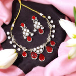 Celebrities Inspired American Diamond Bridal Necklace Earrings Set - Libasaa.com