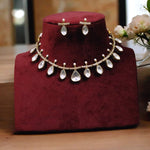 Indian Silver CZ Choker Earrings Wedding Jewelry Set