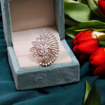 Floral Inspired American Diamond Wedding Ring Indian Jewelry Set - Libasaa.com