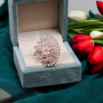 Floral Inspired American Diamond Wedding Ring Indian Jewelry Set - Libasaa.com