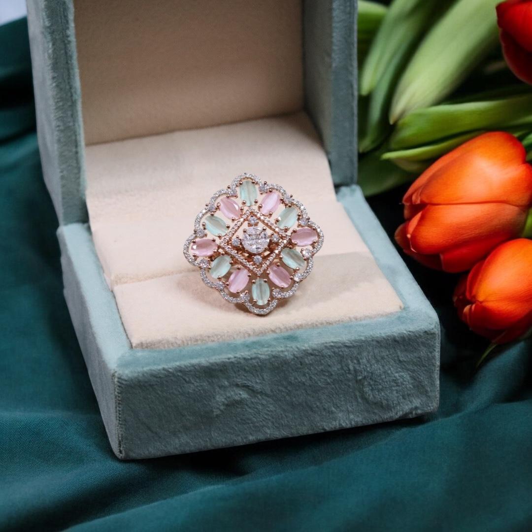 Chorus Pakistani Wedding CZ Ring For Women - Libasaa.com