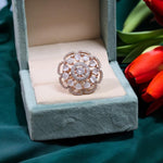 Gold Plated Flower Design CZ Ring For Women - Libasaa.com