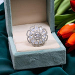 Gold Plated Flower Design CZ Ring For Women - Libasaa.com