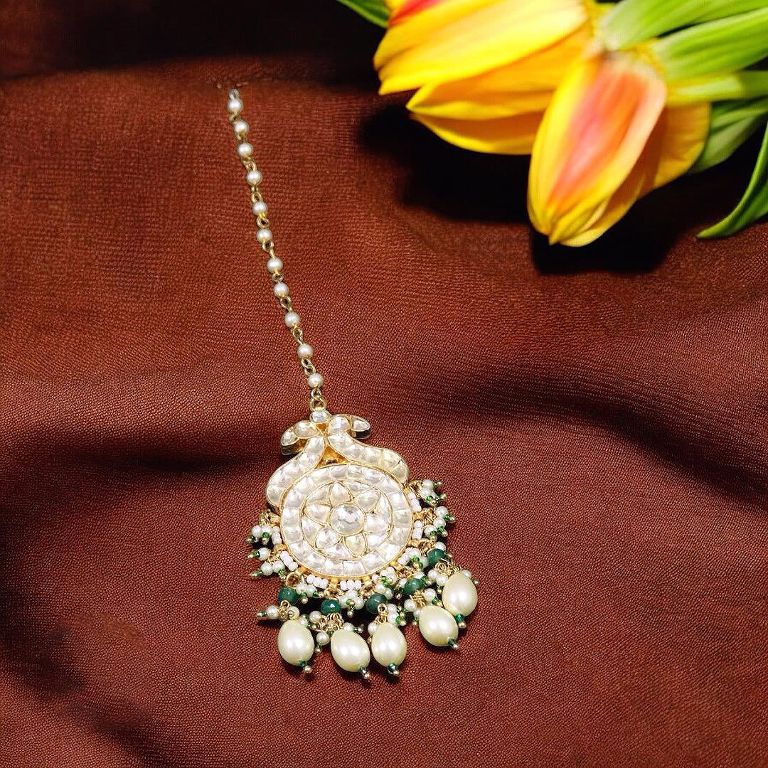 Peacock Inspired Bridal Mangtikka For Wedding - Libasaa.com