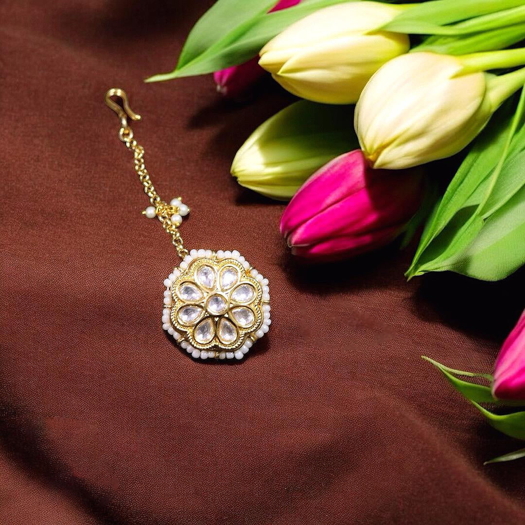 Indian Lotus Inspired Wedding Mangtikka For Women - Libasaa.com