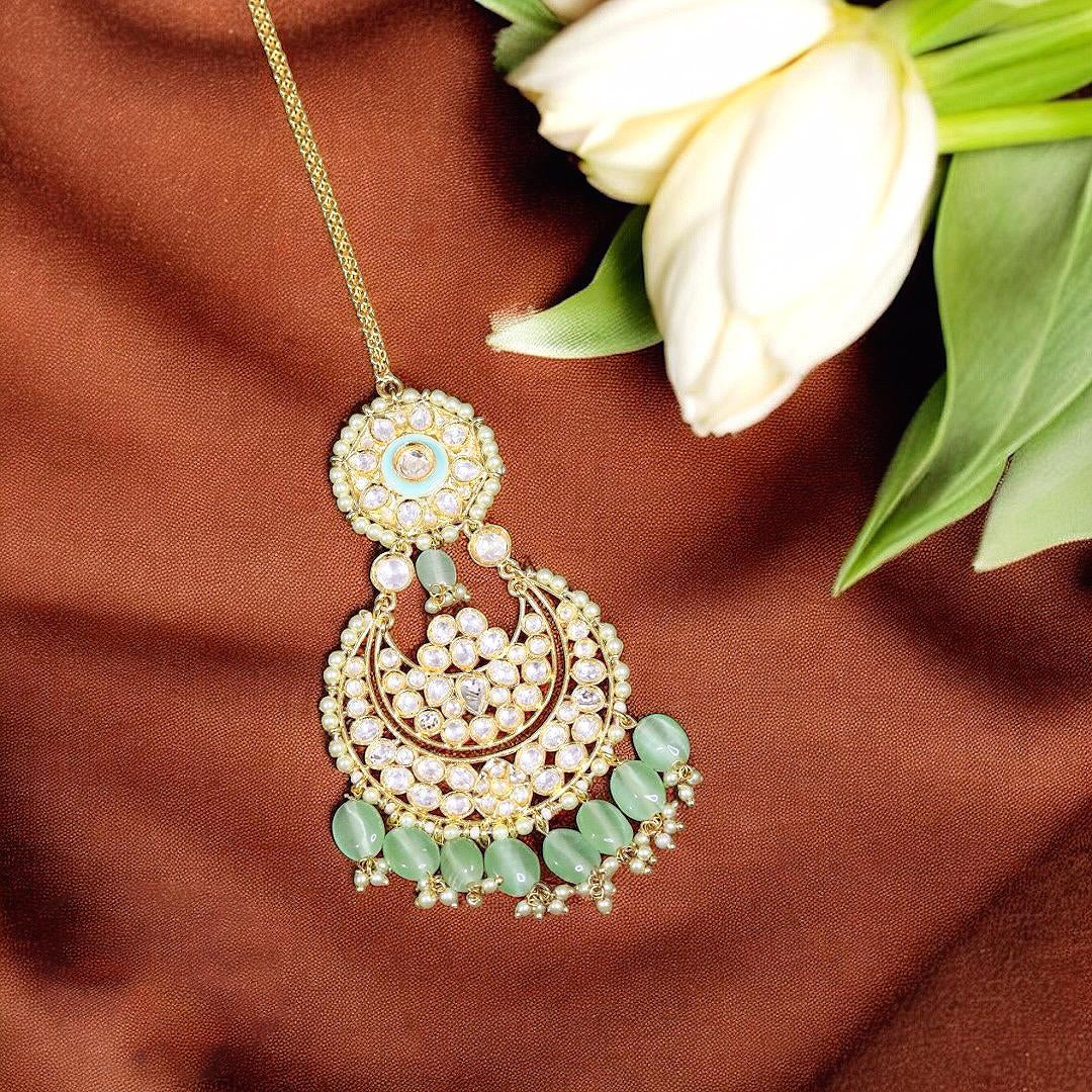 Pakistani Festive Gold Plated Bridal Maangtikka For Women - Libasaa.com
