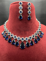 Indian Stylish AD Necklace Earrings Jewelry Set For Women - Libasaa.com