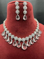 Indian Stylish AD Necklace Earrings Jewelry Set For Women - Libasaa.com