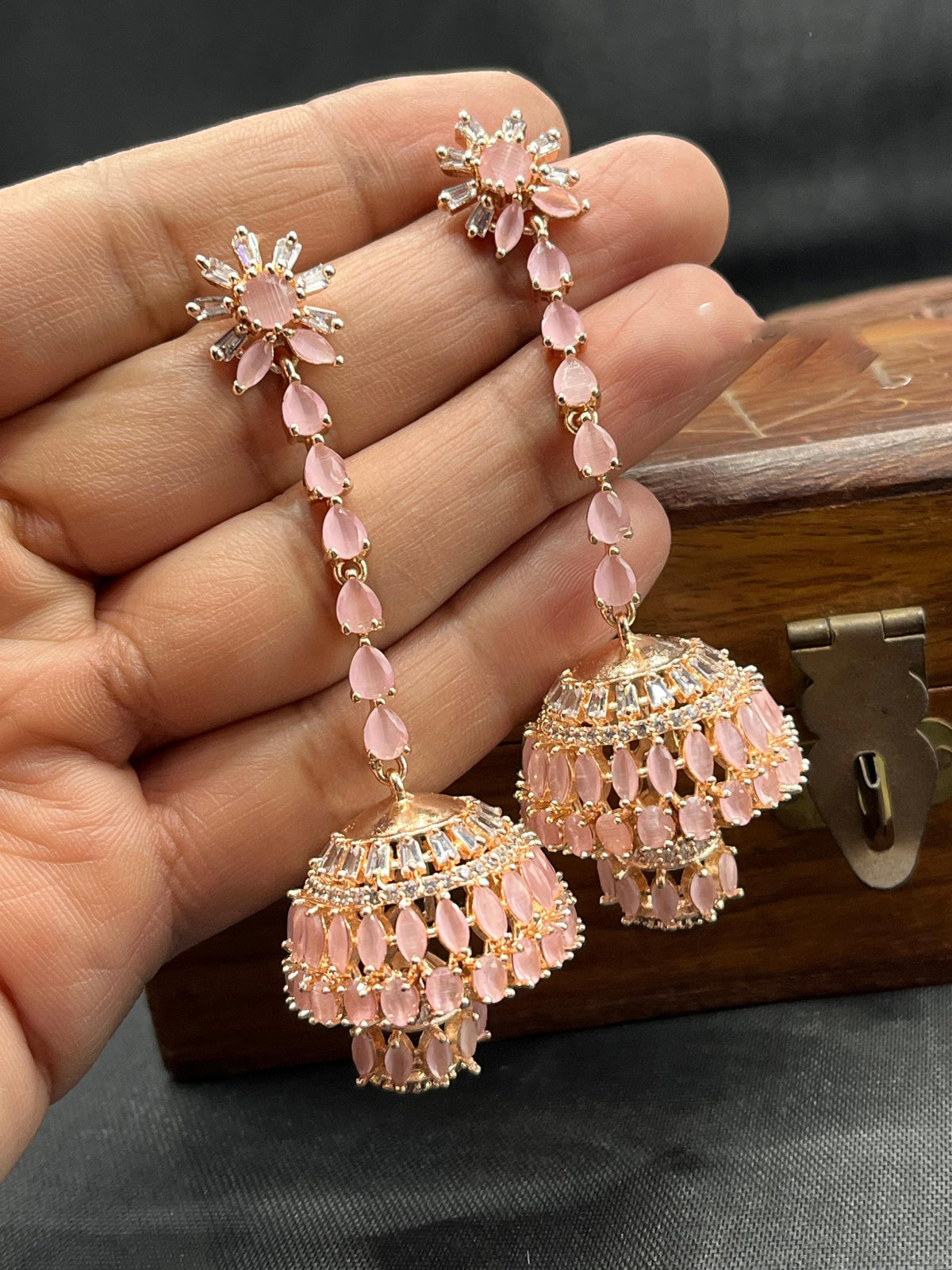 Indian Temple Design Wedding Earring Jhumki Set - Libasaa.com