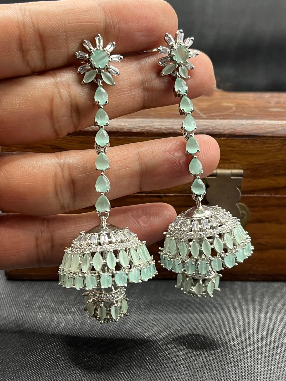 Indian Temple Design Wedding Earring Jhumki Set - Libasaa.com