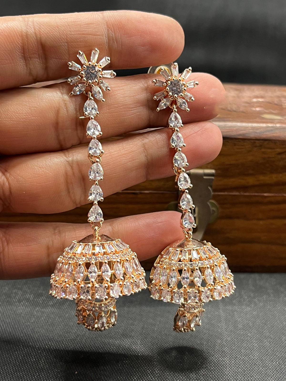 Indian Temple Design Wedding Earring Jhumki Set - Libasaa.com