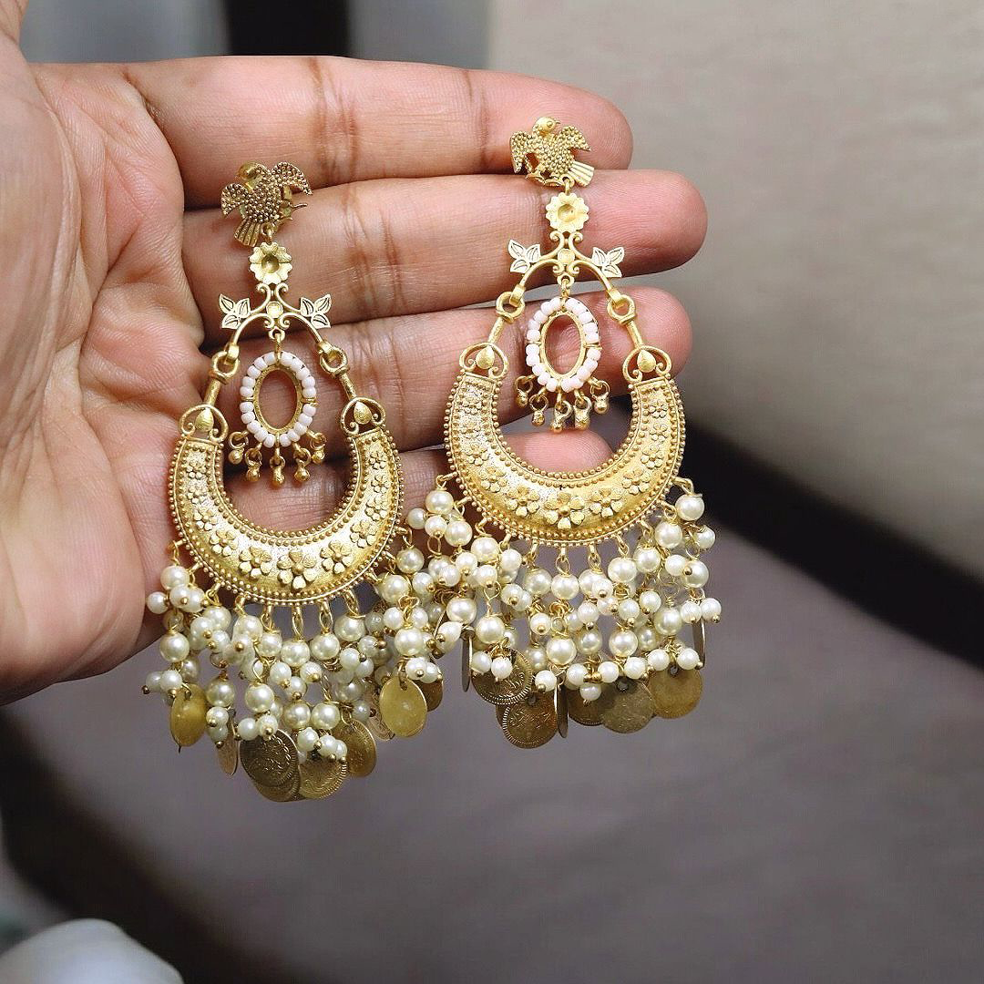 Sabyasachi inspired Gold Plated Traditional Wedding Earrings Set - Libasaa.com