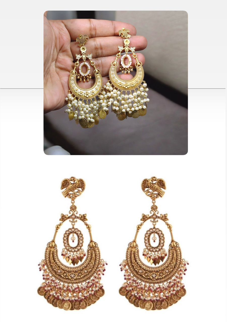 Sabyasachi inspired Gold Plated Traditional Wedding Earrings Set - Libasaa.com