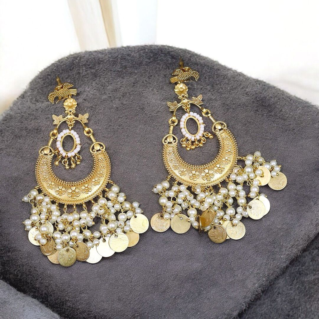 Sabyasachi inspired Gold Plated Traditional Wedding Earrings Set - Libasaa.com