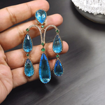 Bollywood Inspired Teardrop CZ Earrings Jewelry Set For Wedding - Libasaa.com