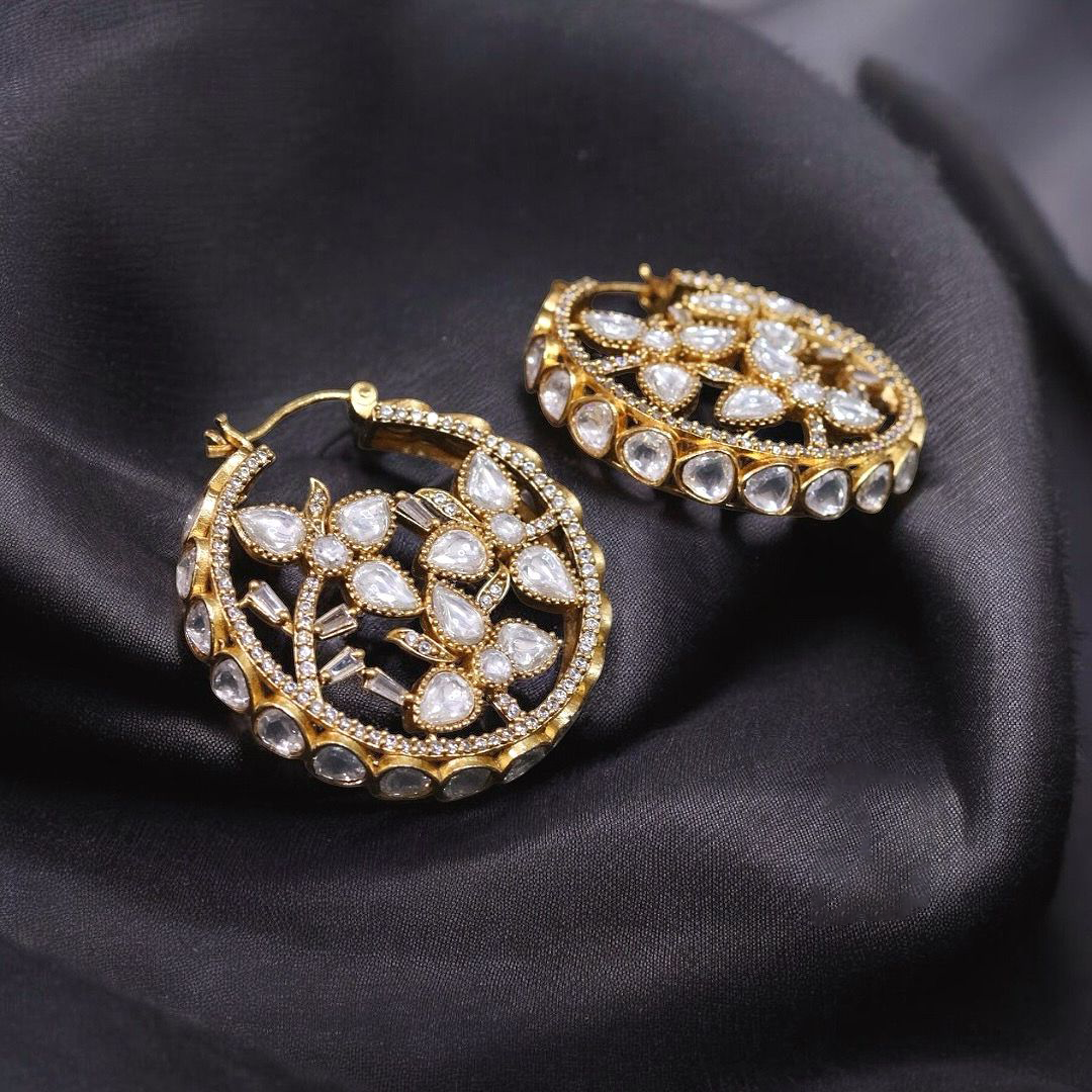 Rajsthani Crafted Floral Bali Earrings For Festive Seasons - Libasaa.com