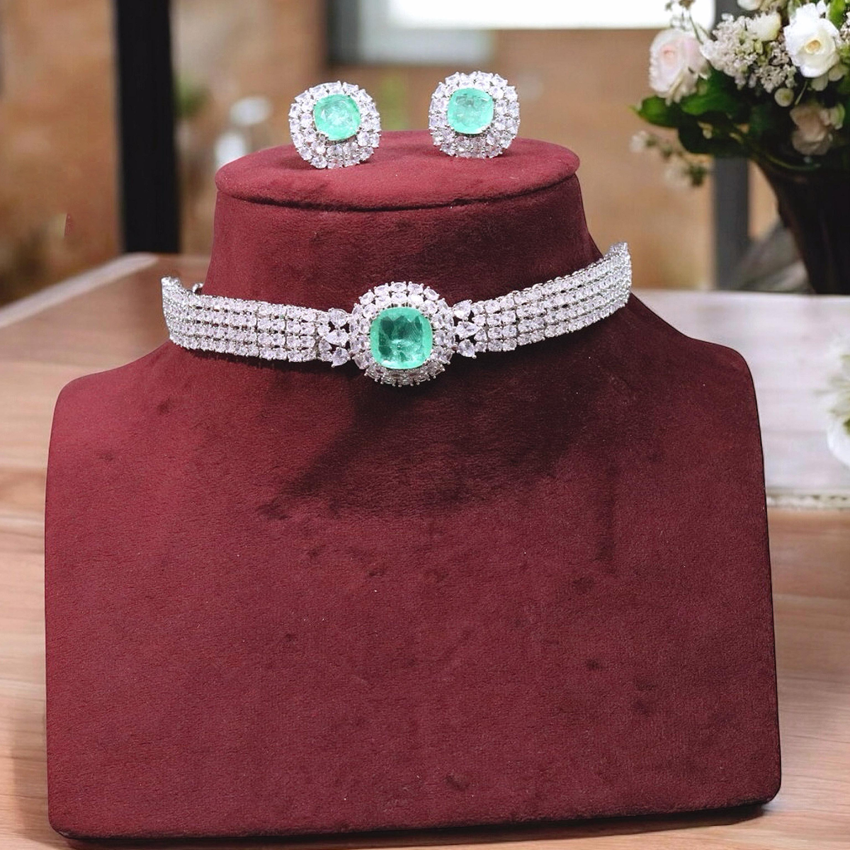 Kareena Kapoor Inspired Polki Necklace Earrings Set Indian Jewelry - Libasaa.com