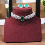 Malaika Arora Inspired Green Polki Wedding Choker Earrings Set - Libasaa.com