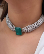 Malaika Arora Inspired Green Polki Wedding Choker Earrings Set - Libasaa.com