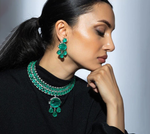 Bollywood Inspired Green Doublet Necklace Matching Earrings Set - Libasaa.com