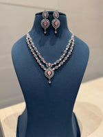 Bollywood CZ Necklace with Earrings CZ Luxury Design Anniversary Gift - Libasaa.com