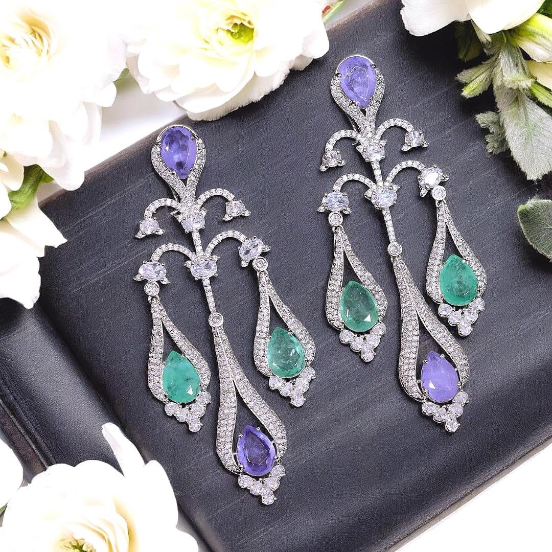 Traditional CZ Stud Indian Earrings Set For Women - Libasaa.com