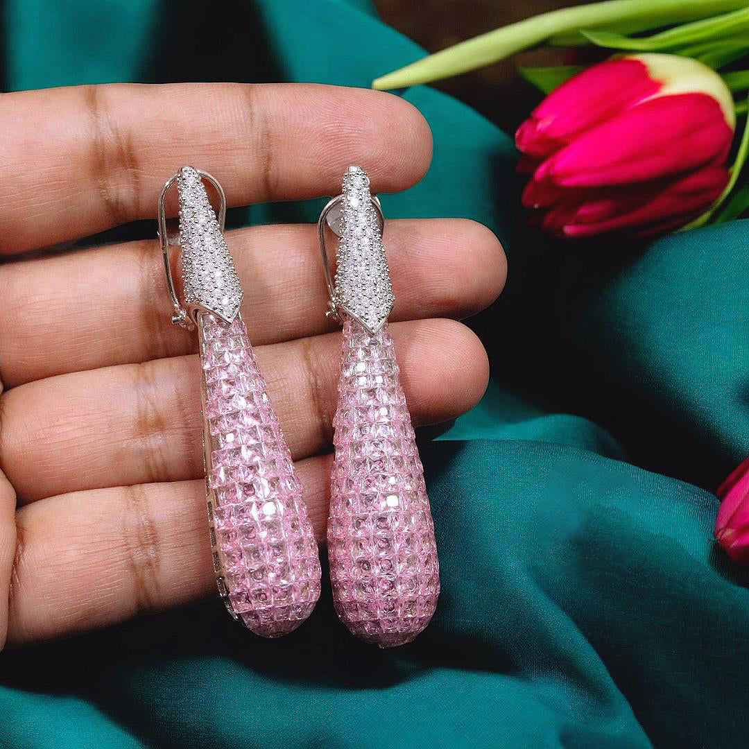 Exquisite Indian Costume Cubic Zirconia Hoop Earrings For Wedding - Libasaa.com