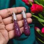 Exquisite Indian Costume Cubic Zirconia Hoop Earrings For Wedding - Libasaa.com