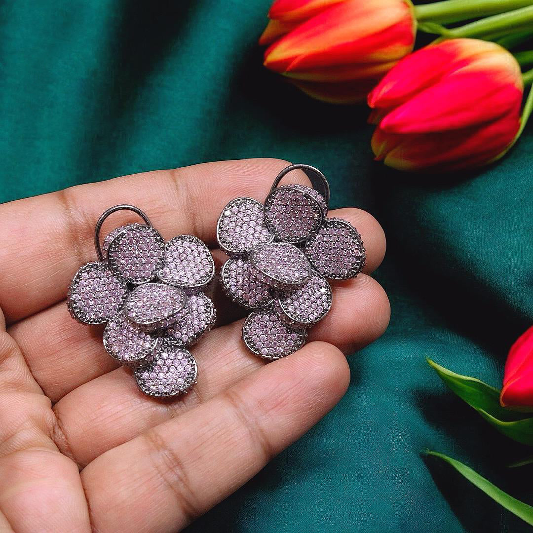 Handmade Floral Design Bridal Earrings For Wedding - Libasaa.com