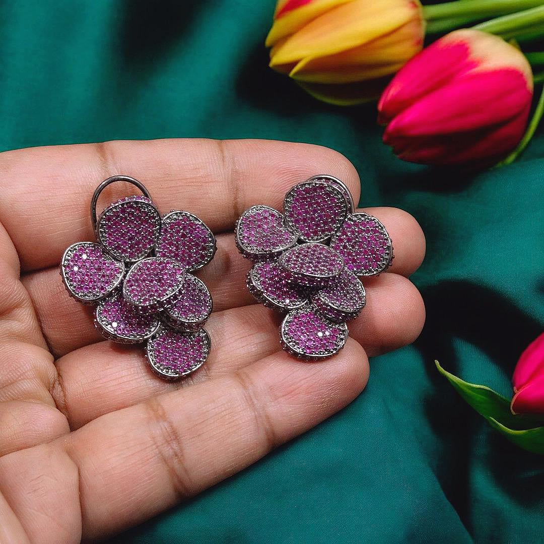 Handmade Floral Design Bridal Earrings For Wedding - Libasaa.com