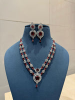 Bollywood CZ Necklace with Earrings CZ Luxury Design Anniversary Gift - Libasaa.com