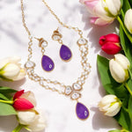 Multi Layer Pakistani Polki NecklaceEarrings Set - Libasaa.com