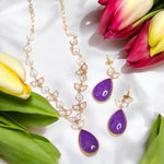 Stylish Teardrop Polki Necklace Earrings Indian Jewelry Set - Libasaa.com