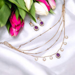 Statement Gold Plated CZ Necklace Earrings Set - Libasaa.com
