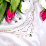 Statement Gold Plated CZ Necklace Earrings Set - Libasaa.com