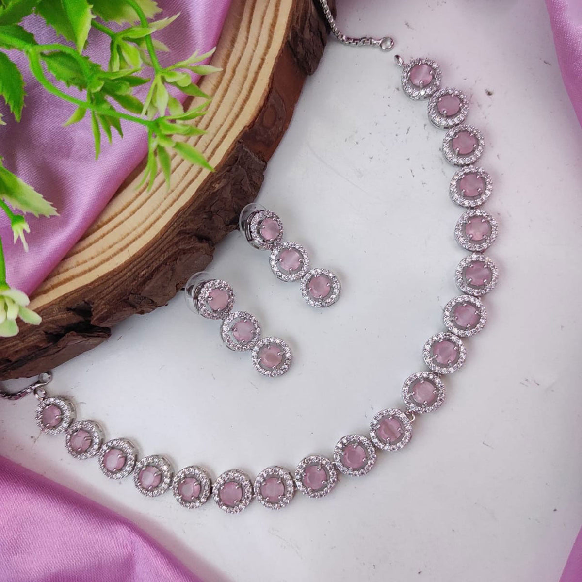 Zaafira Pakistani Jewelry AD Choker Set with CZ Stones for Indian Wedding and Bridal Occasions - Libasaa.com